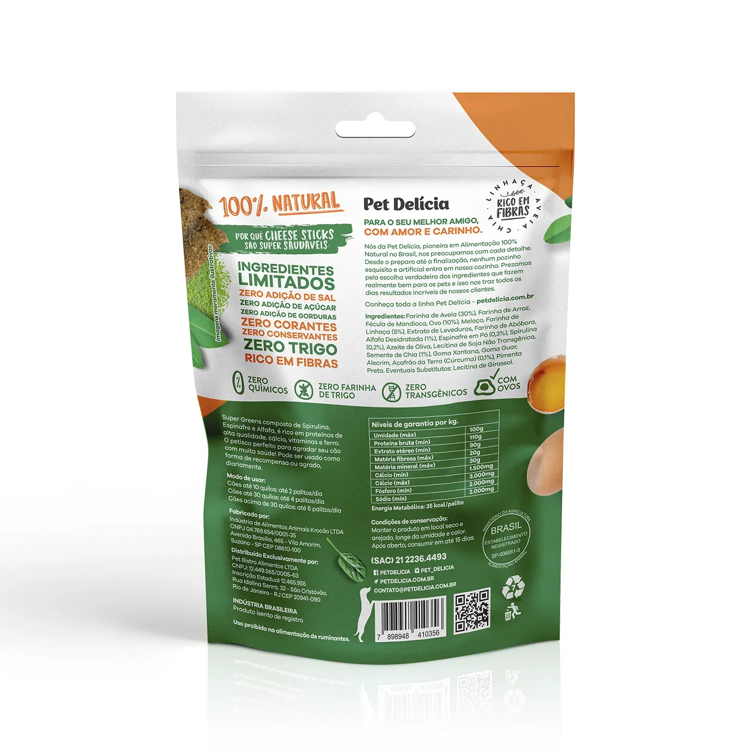 Verso Petisco Pet Delicia Super Greens Sticks Vegetariano